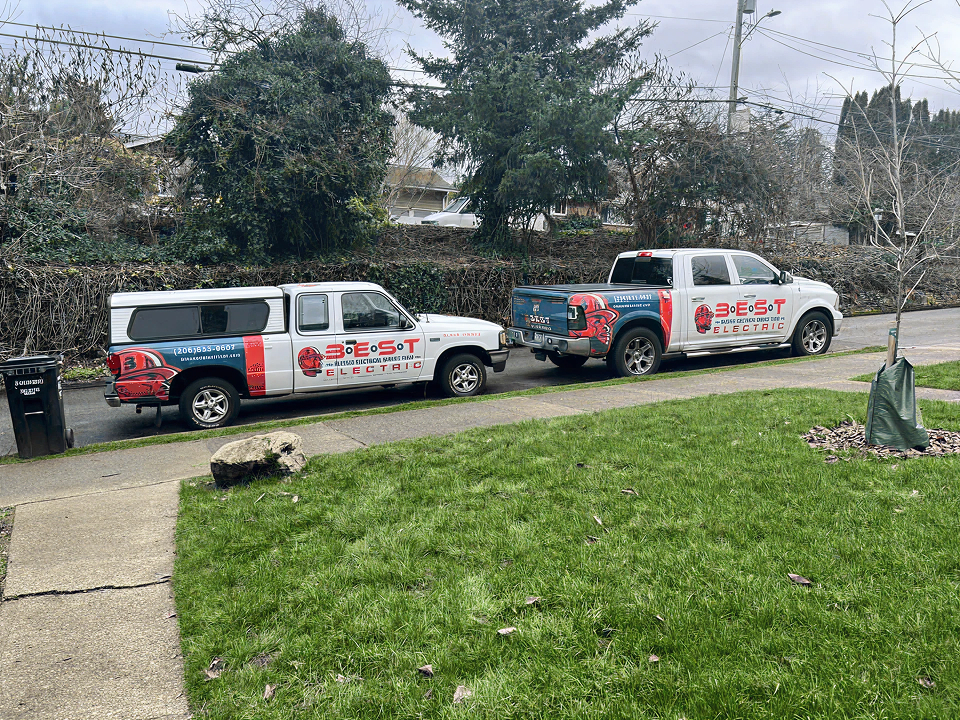 Professional electrician from Blessed Electrical Service Team at work